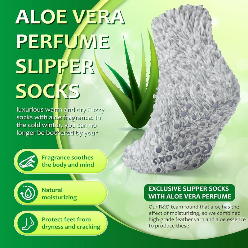 Revosoxs Fuzzy Grip Socks for Women Men,Thick Warm Slipper Cozy Fluffy Non Slip Ankle Hospital socks With Grips. - Image 5